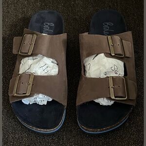 Boden Men’s Double Strap Leather Nubuck Sandals Brown Color Size 10